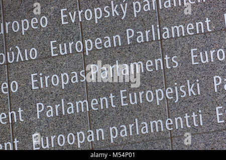 Inscription au bâtiment du Parlement européen - Bruxelles Belgique Banque D'Images