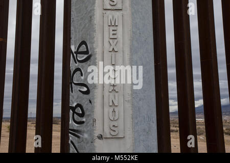 Mur sur la frontière USA-Mexique frontière entre Ciudad Juarez, Chihuahua et El Paso, Texas de la partie mexicaine, 2018. Banque D'Images