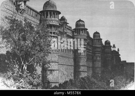 L'Inde. Le Roi Pal Palace, Gwalior, gravure antique 1878 Banque D'Images