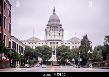 Rhode Island State Capitol building par jour nuageux Banque D'Images