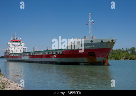 Le Elbeborg cargo général navigation dans le canal Welland, Ontario, Canada Banque D'Images