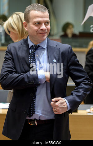 Bruxelles, Bxl, Belgique. Feb 20, 2018. Le ministre des Finances finlandais Petteri Orpo avant le Conseil ECOFIN, les ministres des Finances de l'UE réunion au siège de la Commission européenne à Bruxelles, Belgique le 20.02.2018 par Wiktor Dabkowski Wiktor Dabkowski/crédit : ZUMA Wire/Alamy Live News Banque D'Images