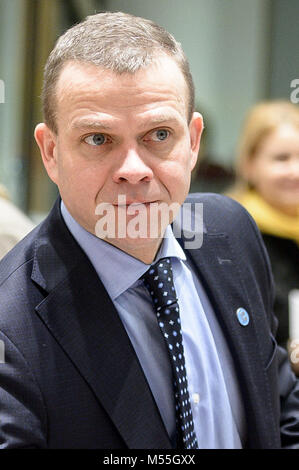 Bruxelles, Bxl, Belgique. Feb 20, 2018. Le ministre des Finances finlandais Petteri Orpo avant le Conseil ECOFIN, les ministres des Finances de l'UE réunion au siège de la Commission européenne à Bruxelles, Belgique le 20.02.2018 par Wiktor Dabkowski Wiktor Dabkowski/crédit : ZUMA Wire/Alamy Live News Banque D'Images