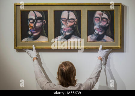 Londres, Royaume-Uni. 20 Février, 2018. Francis Bacon, trois études pour un portrait, Est. 10 000 000 15 000 000 livres sterling - GBP - Christie's présentent une exposition de à l'avance de l'après-guerre et contemporain vente le 06 mars. Crédit : Guy Bell/Alamy Live News Banque D'Images