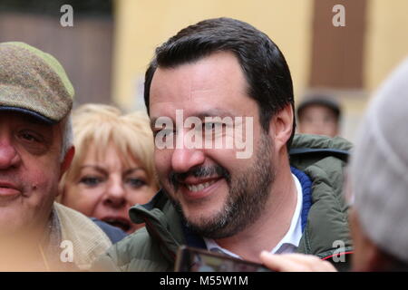 Modène, Italie. 20 Février, 2018. Matteo Salvini, politique publique de la Lega Nord conférence Crédit : Fabrizio annovi/Alamy Live News Banque D'Images