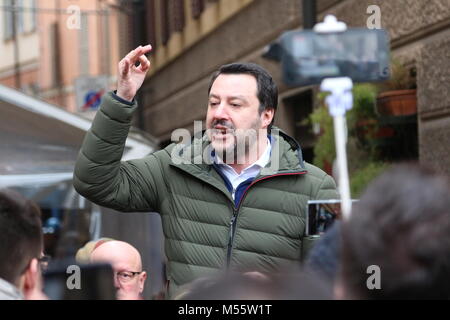 Modène, Italie. 20 Février, 2018. Matteo Salvini, politique publique de la Lega Nord conférence Crédit : Fabrizio annovi/Alamy Live News Banque D'Images