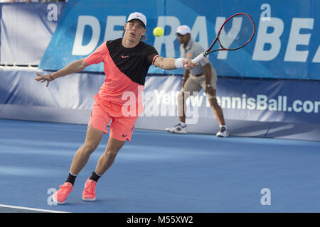 Delray Beach, Florida, USA. Feb 20, 2018. Denis Shapovalov Jour 5 à l'Open de Delray Beach 2018 tenue à l'Delray Beach Tennis Center à Delray Beach, en Floride. People : Denis Shapovalov Credit : tempêtes Media Group/Alamy Live News Banque D'Images