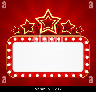 Bannière rétro avec des étoiles sur fond rouge. Le rendu 3D Banque D'Images