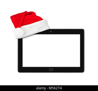 Pc touchpad et le Père Noël Noël rouge hat Banque D'Images