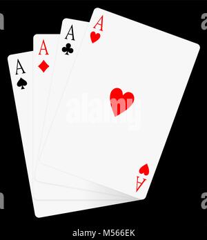 Quatre as cartes. carte ace jeu de poker. Une main contenant tous les as isolé sur fond Banque D'Images