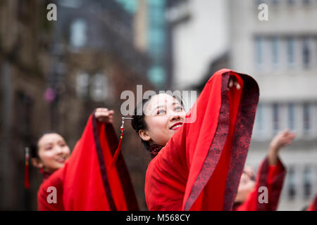 Célébrations du nouvel an chinois 2018 à Manchester - l'année du chien. Banque D'Images