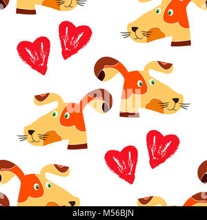 Cute hand drawn seamless pattern avec funny dogs in cartoon style. .Pour l'impression sur l'emballage, le textile, tissu, papier, l'arrière-plan de la page web,superficie Banque D'Images