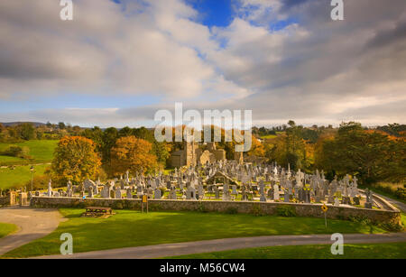 Dans les motifs de 7e siècle l'abbaye de St Mullin, St Mullin's, comté de Carlow, Irlande Banque D'Images