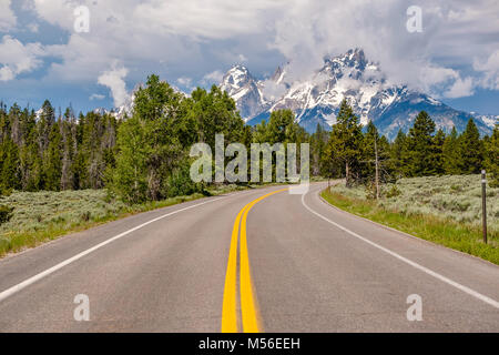 L'autoroute à Grand Teton National Park Banque D'Images