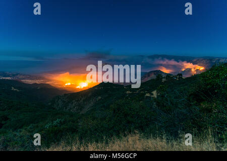 Comté de Santa Barbara, Californie, USA. Août 19, 2016.La Rey Fire des brûlures de la Forêt Nationale los Padres. Banque D'Images