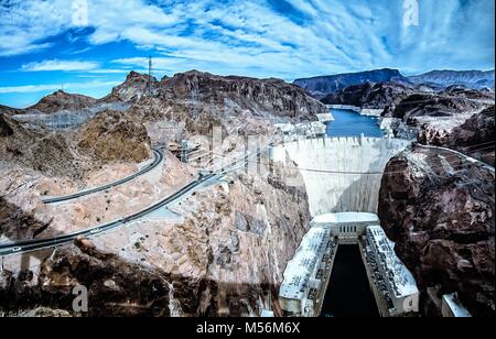 Le barrage Hoover, nevada arizona state line areal view Banque D'Images