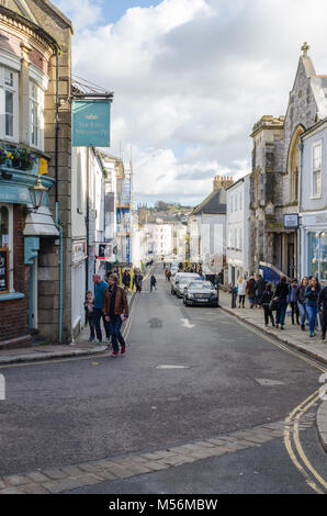 Vue de dessus, rue Fore à Totnes, Devon Banque D'Images