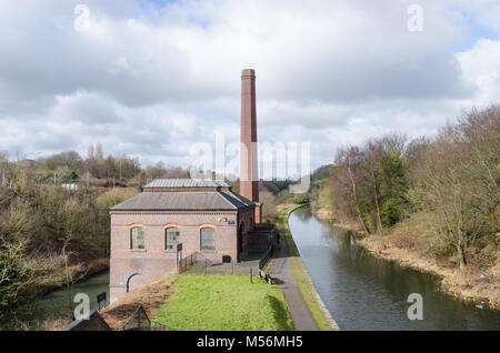 Le canal de la vallée de Galton Centre du patrimoine à l'ancienne station de pompage sur le Canal de Birmingham à Smethwick, West Midlands Banque D'Images