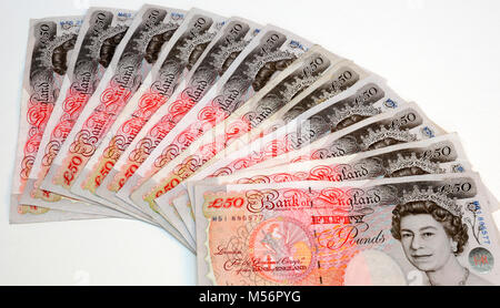 Royaume-uni British Cinquante billets de banque de 50 livres Banque D'Images