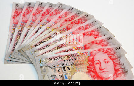 Royaume-uni British Cinquante billets de banque de 50 livres Banque D'Images