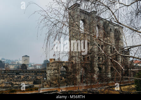 Aosta, Italie - Dec 17, 2018 : ruines de l'ancien théâtre romain, construit à la fin du règne d'Auguste à Aoste, Italie, quelques décennies après la fondation de la Banque D'Images