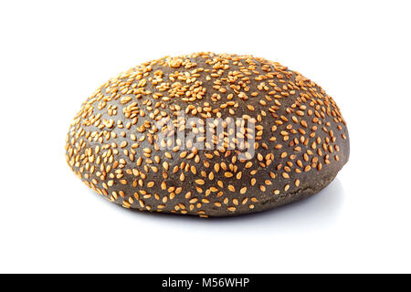Pain pour hamburger noir sur blanc Banque D'Images