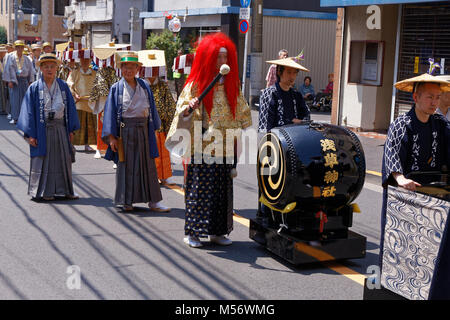 Le Daigyoretsu pendant la Sanja Matsuri festival, Tokyo, Japon. Banque D'Images