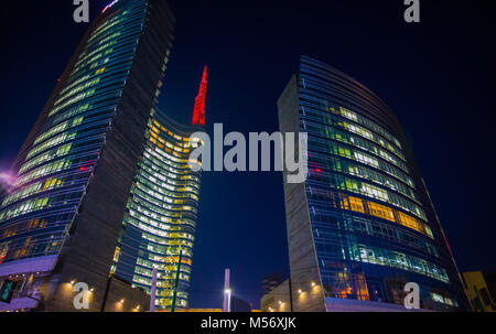 Milan, 24 décembre 2015 - 'gratte-ciel emblématique Tour'Unicredit dans le quartier moderne de Milan, près de la gare Garibaldi Banque D'Images