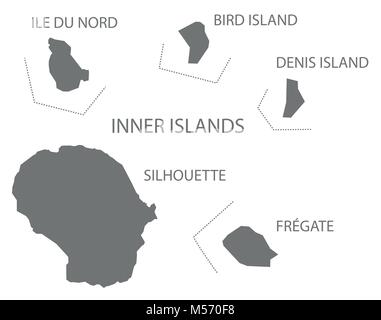 Carte Îles intérieures des Seychelles gris illustration Illustration de Vecteur