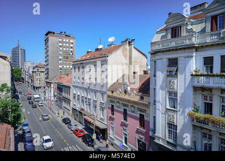 Vue sur le toit de l'une des principales rues de Belgrade, Serbie Banque D'Images