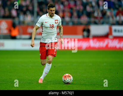 WROCLAW, POLOGNE, LE 26 MARS 2016 : Inernational Friendly match de football Pologne - Finlande o/p Pawel Wszolek Banque D'Images