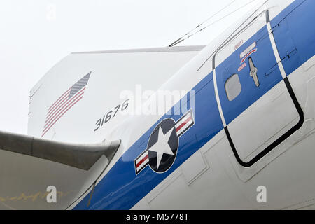 Fin, du gouvernail, aile, rabat, détail, USA, USAF, États-Unis d'Amérique, Boeing, B747, B4-E, l'armée de l'air, Conférence de Munich sur la sécurité, l'aéroport, Munich, MUC Banque D'Images