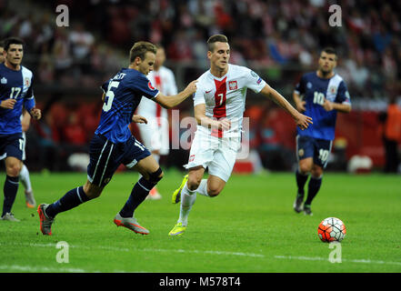 Varsovie, Pologne - 07 SEPTEMBRE , 2015 : EURO 2016 EURO France Football Cup Qualifiers Pologne contre Gibraltar o/p Banque D'Images