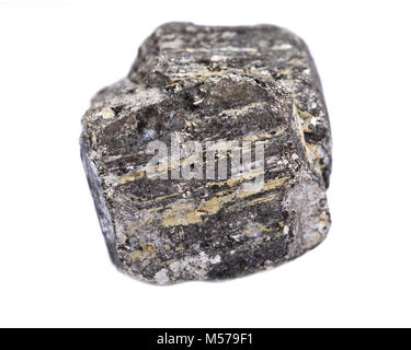 Cube de pyrite naturelles du Pérou, isolé sur fond blanc Banque D'Images
