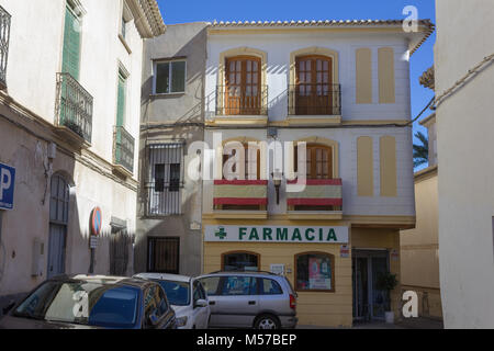 Pharmacie dans le centre ville d'Albox, province d'Almeria, Andalousie, Espagne Banque D'Images