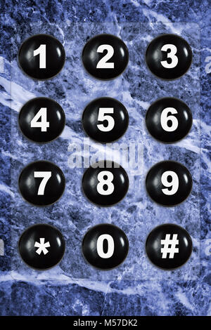 Clavier de téléphone sur blue marble texture Banque D'Images