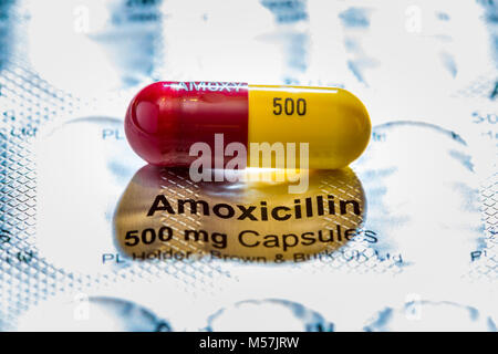 Amoxicillin capsules, pilules antibiotiques. Banque D'Images