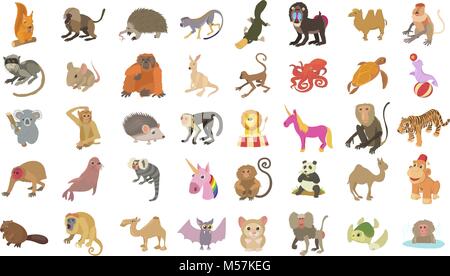 Animaux, cartoon style icon set Illustration de Vecteur