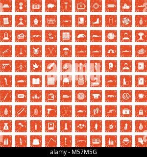 100 crimes de guerre icons set grunge orange Illustration de Vecteur