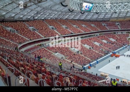 4 novembre 2017, Moscou, Russie. Les stands de du stade Luzhniki de Moscou, où les matches de la Coupe du Monde de la FIFA 2018 aura lieu Banque D'Images