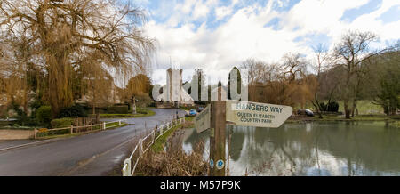 Après-midi d'hiver la lumière sur l'église St Mary vierge, près de Buriton Petersfield, Hampshire, Royaume-Uni Banque D'Images