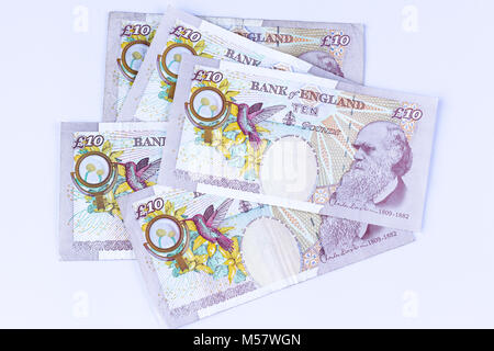 Notes de dix livres britanniques qui sortent de la circulation le 1er mars 2018 Banque D'Images