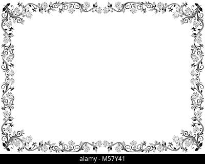 Floral frame ornementales avec feuilles et fleurs, vector illustration Illustration de Vecteur