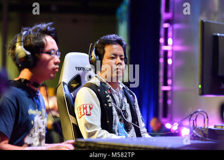 Las Vegas, Nevada, USA. 15 juillet, 2017. - OMITO vs T5M7, Guilty Gear Xrd Rev 2, Grande Finale jour 2 à l'EVO 2017 - Crédit : Ken Howard/Alamy Banque D'Images