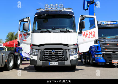 PORVOO, FINLAND - JUNE 28, 2014: Scania V8 Skane Edition truck on display  at Riverside Truck Meeting 2014 in Porvoo, Finland Stock Photo - Alamy