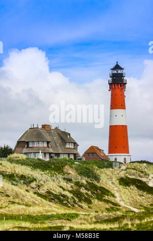 Leuchtturm Hörnum sur l'île de Sylt, Allemagne Banque D'Images