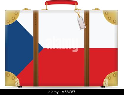 République tchèque voyage valise drapeau sur un fond blanc. Illustration de Vecteur