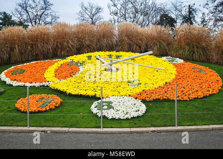 L'horloge de fleurs à Genève, l'une des attractions de touristes les plus populaires Banque D'Images