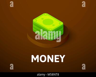 L'argent, l'icône isométrique isolé sur fond couleur Illustration de Vecteur