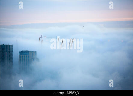 O2 Arena dans le brouillard Banque D'Images